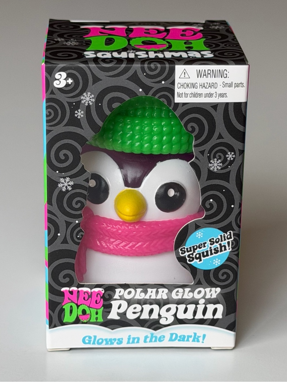 Rare Authentic NeeDoh Polar Glow Penguin 2026 Glow in the Dark Green Hat